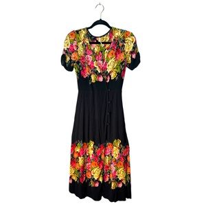 Free People Maxi Dress Size X Small Black Floral